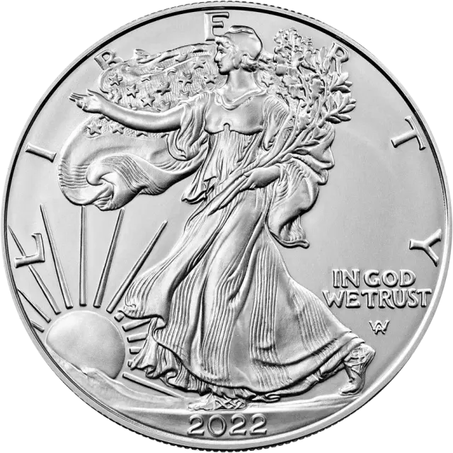 American Silver Eagle obverse: Walking Liberty, date 2022