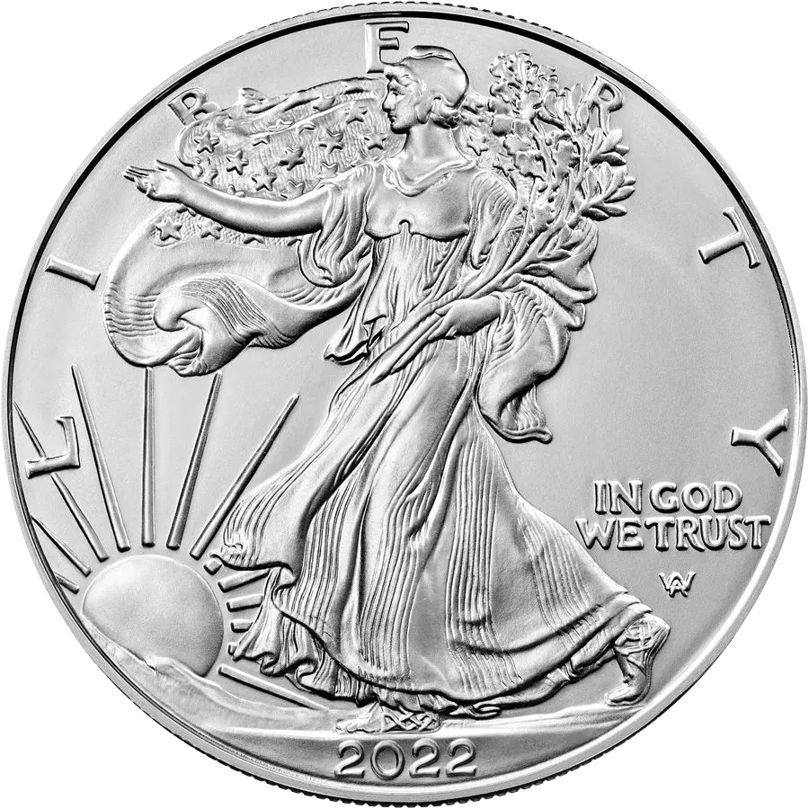 American Silver Eagle obverse: Walking Liberty, date 2022