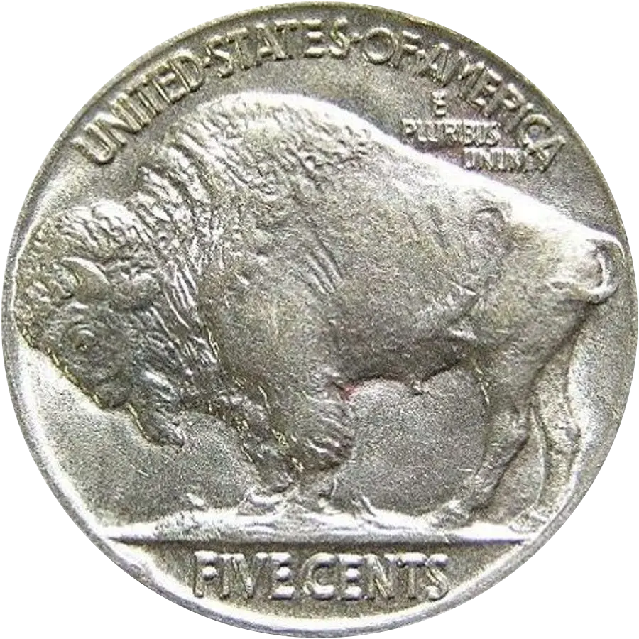 1935 Buffalo nickel reverse: bison on a flat ground line