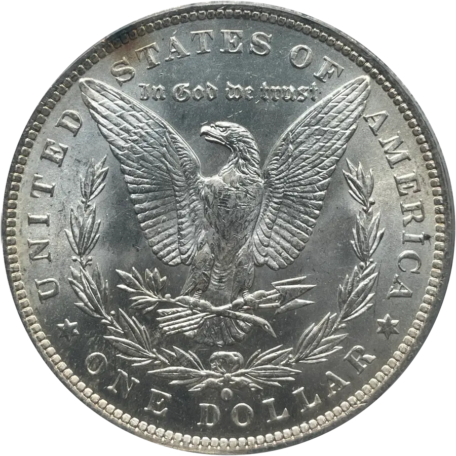 1884 Morgan dollar reverse: eagle inside a wreath