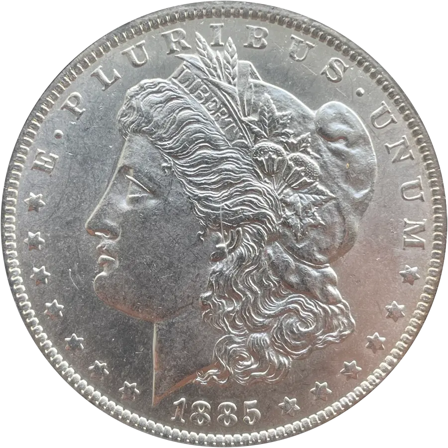 1885-O Morgan dollar obverse, date 1885 visible