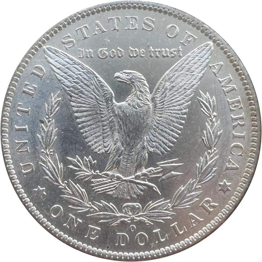 1885-O Morgan dollar reverse with the O mint mark below the wreath
