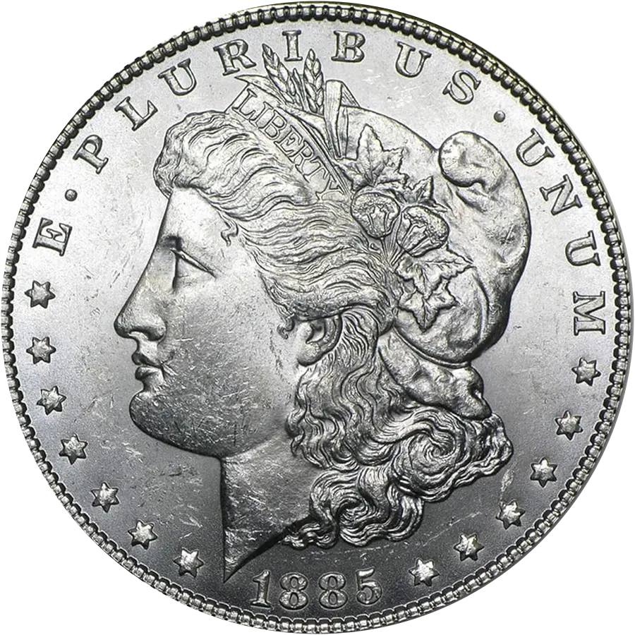 1885 Morgan dollar obverse, date 1885 visible