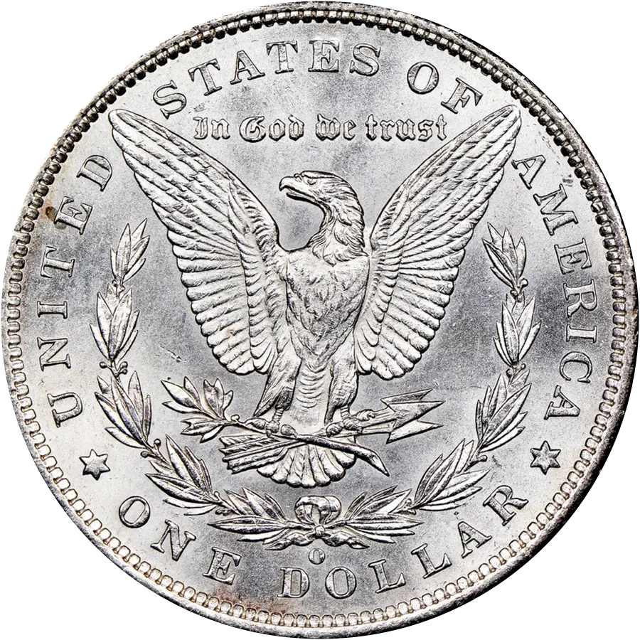 1885 Morgan dollar reverse: eagle inside a wreath