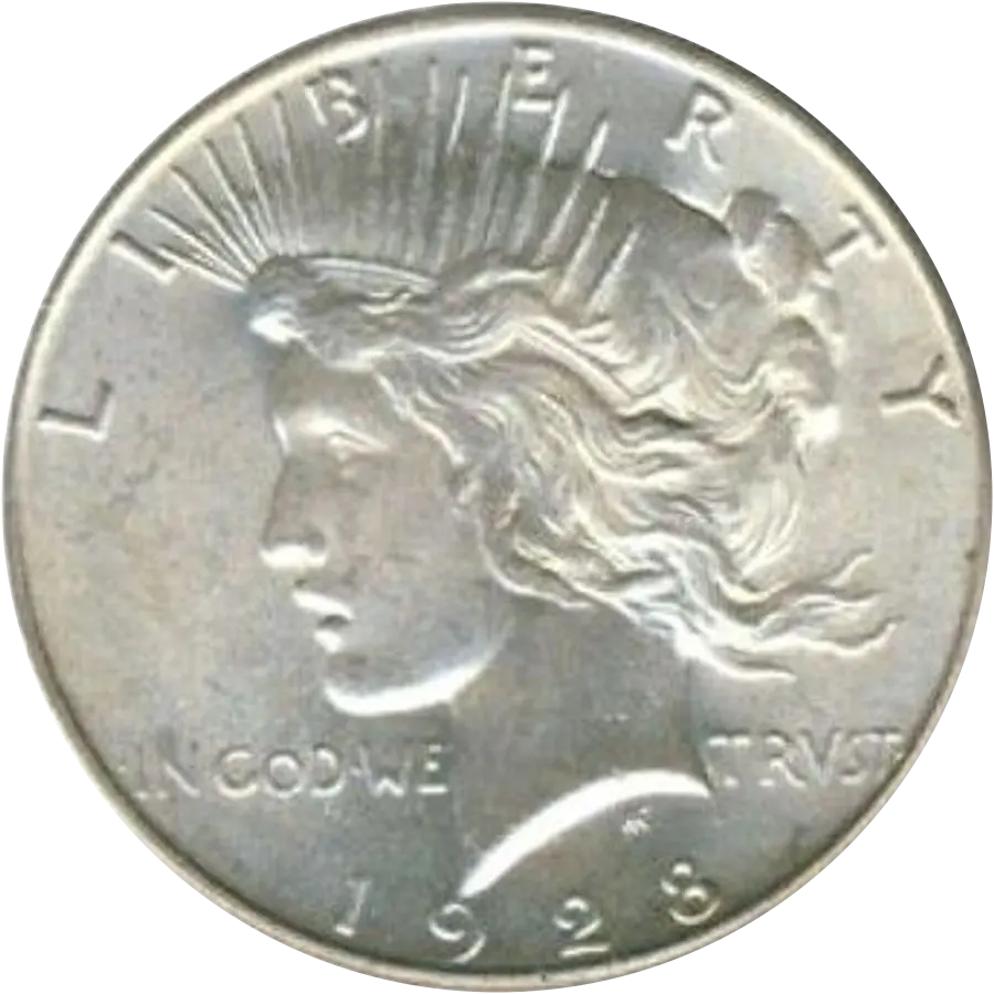 1928 Peace dollar obverse, date 1928 visible