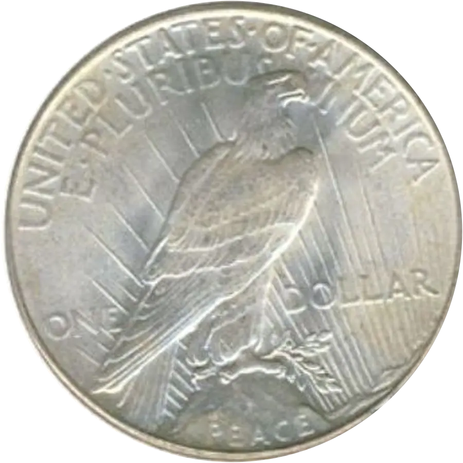 1928 Peace dollar reverse: eagle on a rock