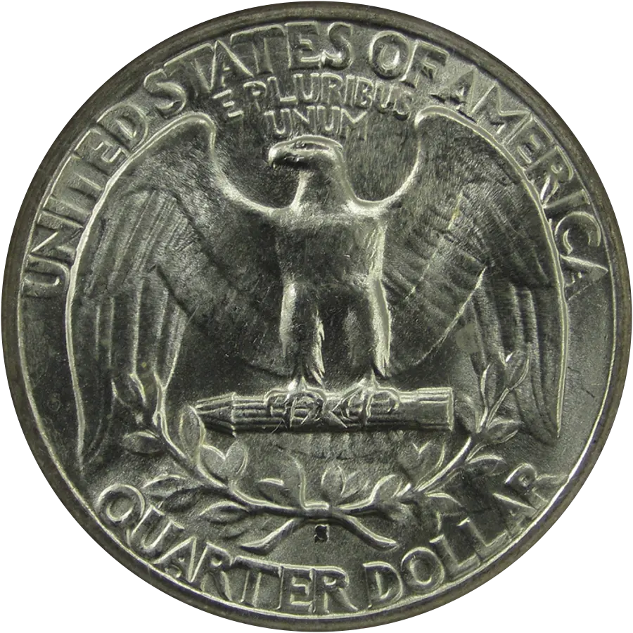 1944-S Washington quarter reverse with the S mint mark below the wreath