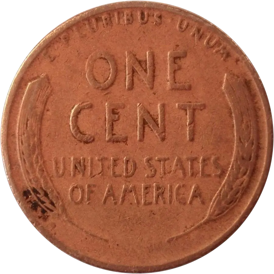 1944 Lincoln wheat cent reverse: ONE CENT between two wheat ears
