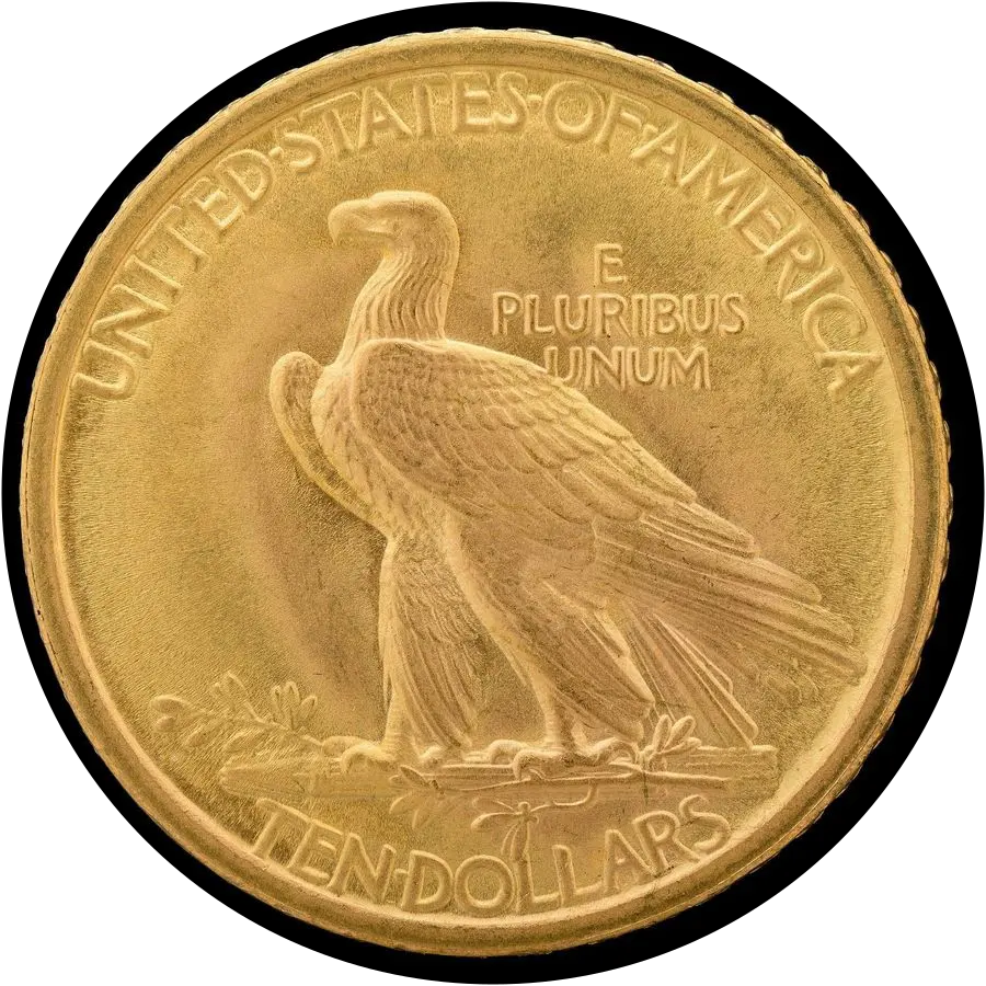 Indian Head eagle no-motto reverse: eagle standing on arrows