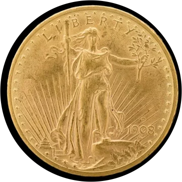 1908-D With Motto Saint-Gaudens Double Eagle