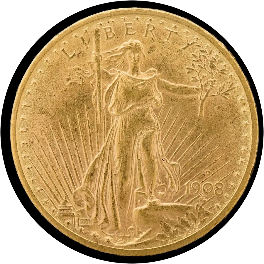 Saint-Gaudens double eagle obverse with the D mint mark above the date
