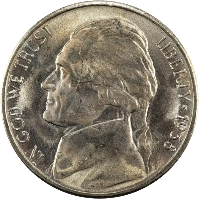 Jefferson nickel obverse: Thomas Jefferson facing left