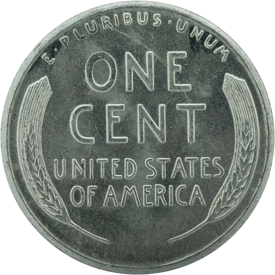 Zinc-coated steel Lincoln cent reverse